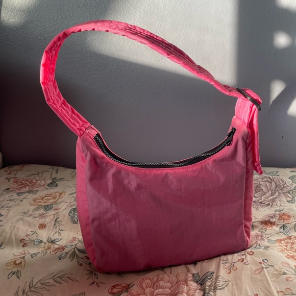 BAGGU Handbags - BAGGU Mini Nylon Shoulder
Bag, Azalea Pink Two Tone